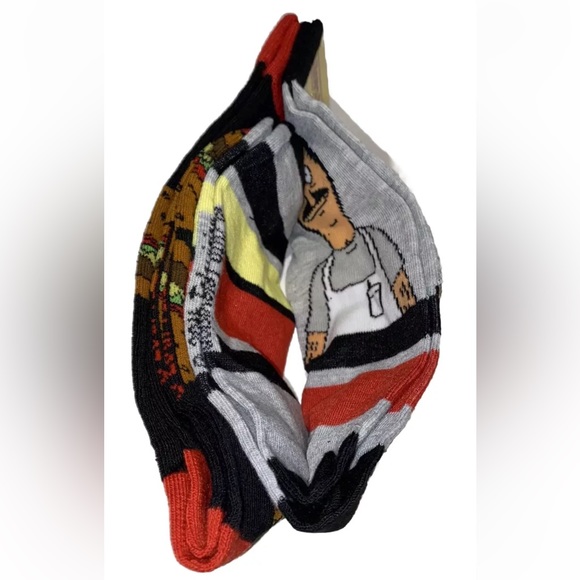 Bob’s Burgers Crew Socks 2 Pair Men's 6-12 Gray Black w Burger & Bob Animated TV - Picture 6 of 12